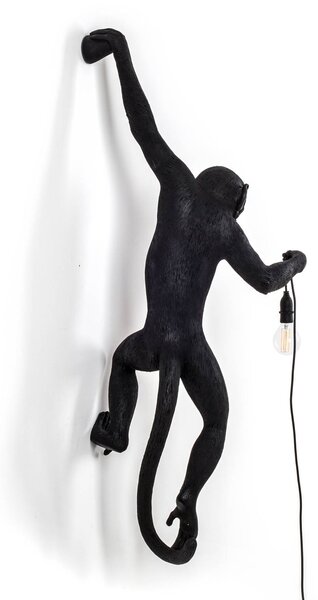 SELETTI LED deko venkovní světlo Monkey Lamp levé černá, Černá, Plast, Design