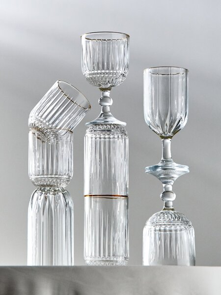 Sinsay - Sada rýhovaných sklenic se zlatým okrajem 4 pack - clear