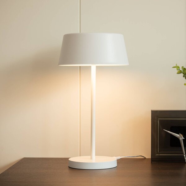 Lindby Stolní lampa LED Milica, bílá, stmívatelná, stmívatelný, Bílá / opál, Obývací pokoj / jídelna, kov, Skandinávský