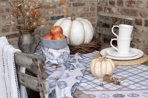 Šedo-béžová bavlněná kuchyňská zástěra s dýněmi Country Style Pumpkin – 70x85 cm