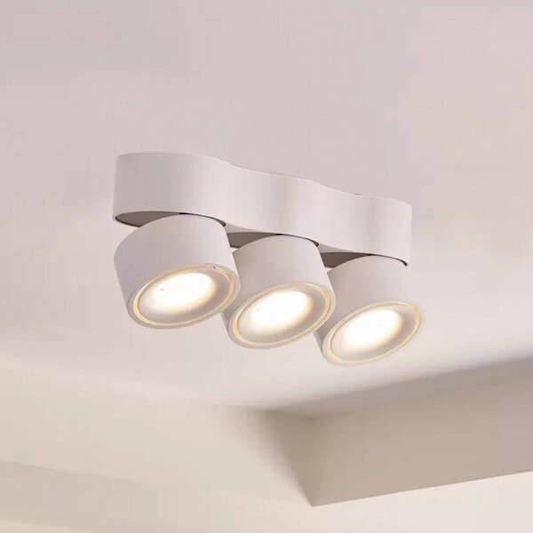 Arcchio LED stropní reflektor Rotari, čočky, 3 světla, bílý, stmívatelný, Bílá / opál, Obývací pokoj / jídelna, Hliník, Moderní