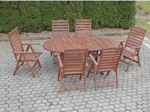 Zahradní sestava Garen - 6 židlí, hnědá