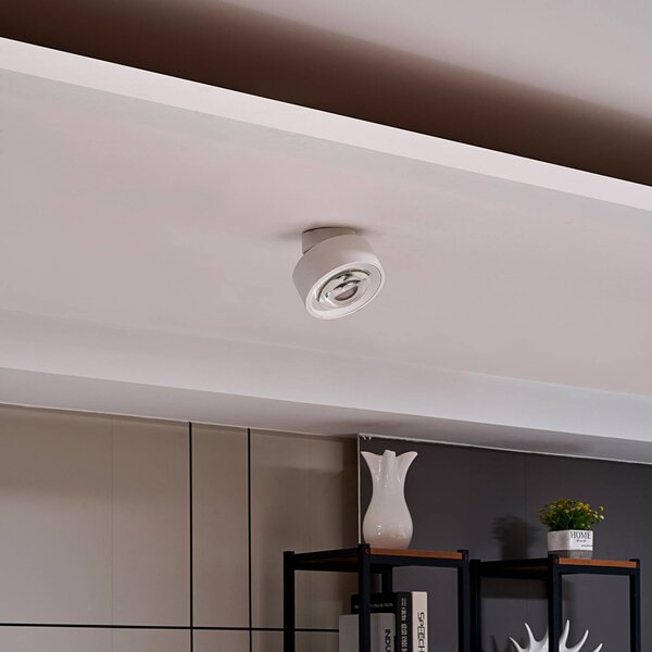Arcchio LED stropní svítidlo Rotari, 1 světlo, bílé, pohyblivé, stmívatelný, Bílá / opál, Obývací pokoj / jídelna, Hliník, Moderní