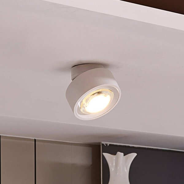 Arcchio LED stropní svítidlo Rotari, 1 světlo, bílé, pohyblivé, stmívatelný, Bílá / opál, Obývací pokoj / jídelna, Hliník, Moderní