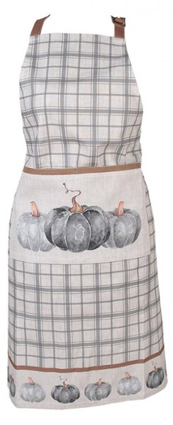 Šedo-béžová kostkovaná kuchyňská zástěra s dýněmi Country Style Pumpkin – 70x85 cm