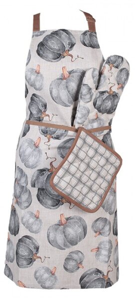 Šedo-béžová bavlněná kuchyňská zástěra s dýněmi Country Style Pumpkin – 70x85 cm