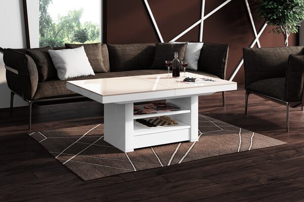 Konferenční / Jídelní stolek AMALFI LUX (capucino bílý lesk)