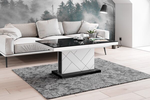Konferenční/Jídelní stolek ALTEMA LUX (černobílý lesk)