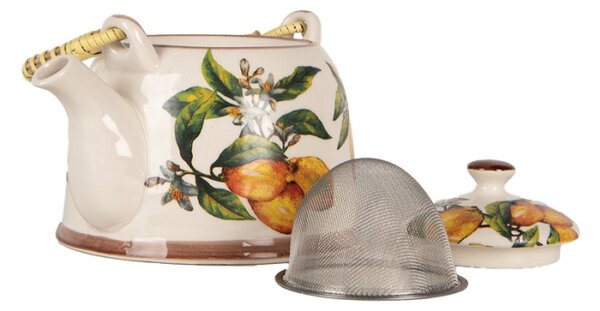 Porcelánová konvička na čaj se sítkem s motivem citronů – 800 ml