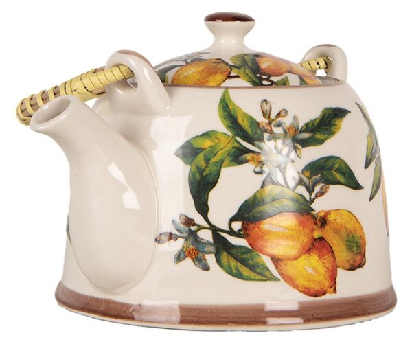 Porcelánová konvička na čaj se sítkem s motivem citronů – 800 ml