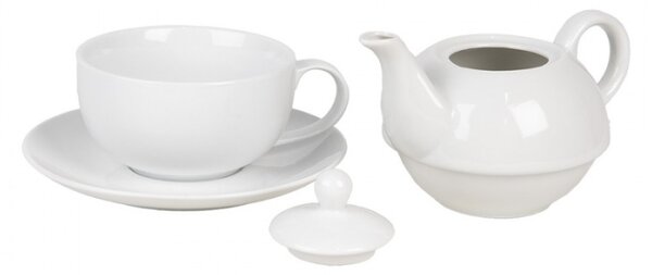 Bílý keramický Tea For One (šálek na čaj s konvičkou) – 350 ml