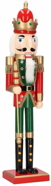 Louskáček - Král s žezlem 61 cm, zeleno-červený