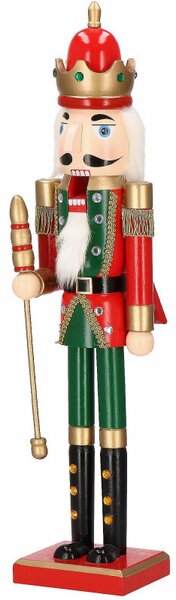 Louskáček - Král s žezlem 61 cm, zeleno-červený