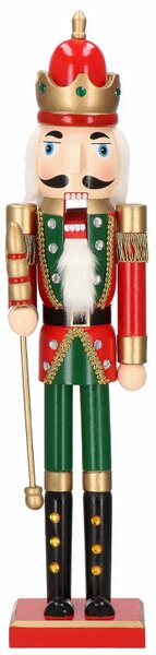 Louskáček - Král s žezlem 61 cm, zeleno-červený