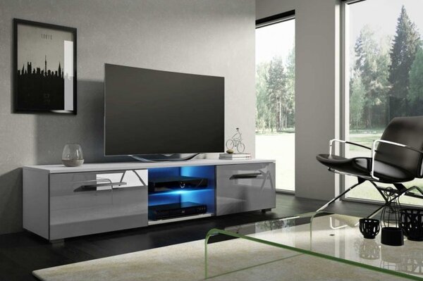 TV stolek Astana bílošedý 140cm, LED podsvícení