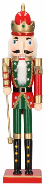 Louskáček - Král s žezlem 61 cm, zeleno-červený