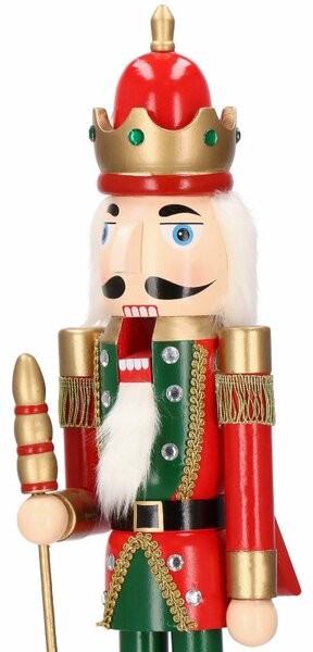 Louskáček - Král s žezlem 61 cm, zeleno-červený