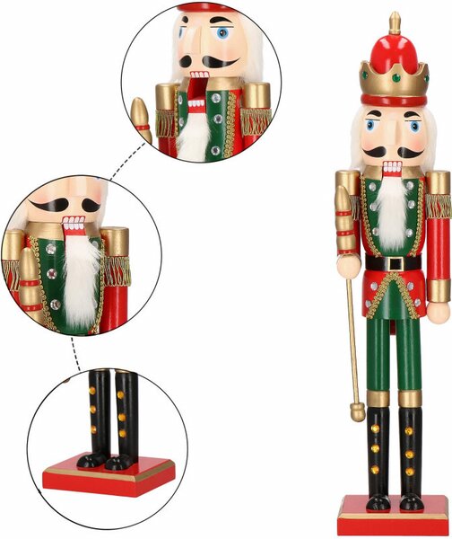 Louskáček - Král s žezlem 61 cm, zeleno-červený