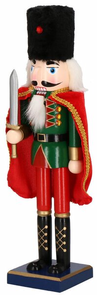 Louskáček - Voják s šavlí 38 cm, zeleno-červený