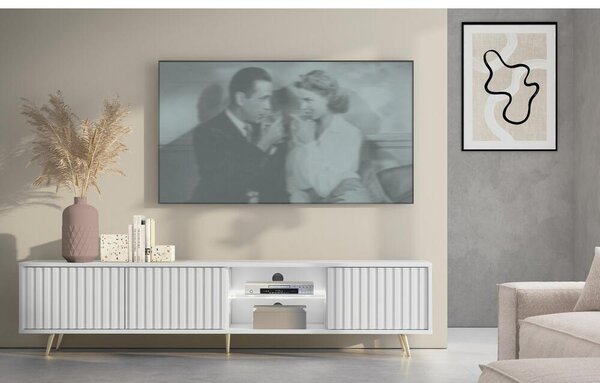 TV skříňka/stolek Biel 175 (s osvětlením) (bílá)