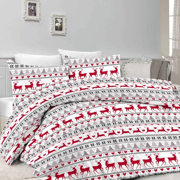 Flanelové povlečení DEER DREAMS bílé Rozměr povlečení: 2 ks 70 x 90 cm | 200 x 220 cm