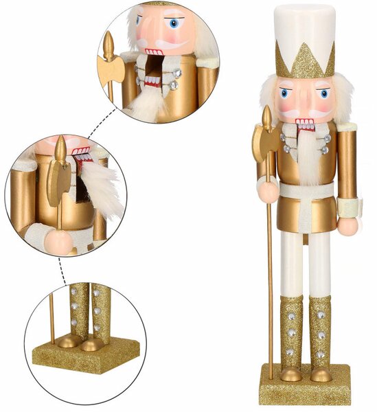 Louskáček - Král s kopím 38 cm, zlatý