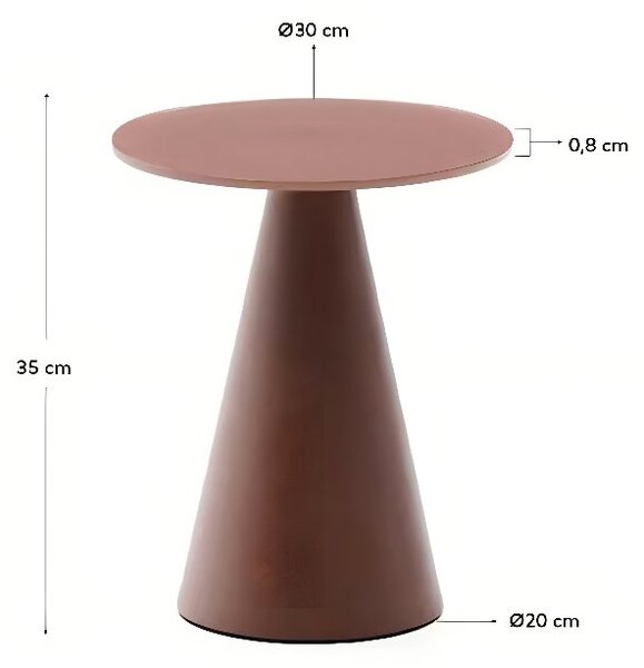 Matně červený skleněný kulatý odkládací stolek Kave Home Wilshire 30 cm