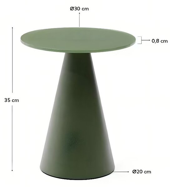 Matně zelený skleněný kulatý odkládací stolek Kave Home Wilshire 30 cm