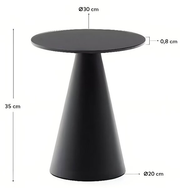Matně černý skleněný kulatý odkládací stolek Kave Home Wilshire 30 cm