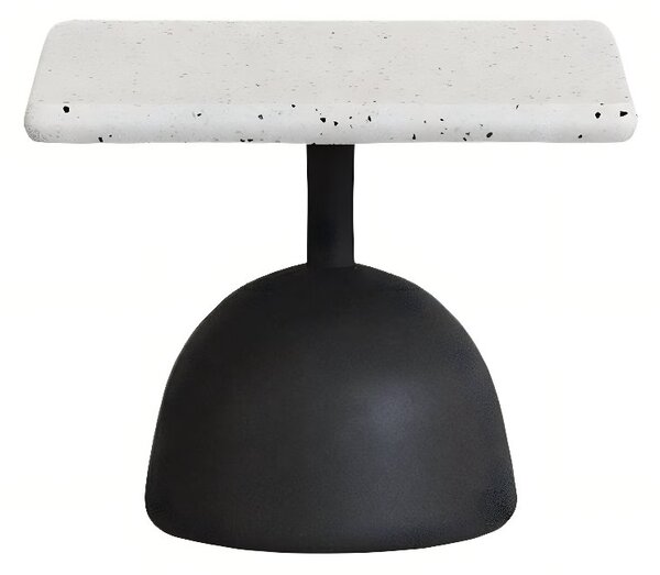 Bílý terrazzo zahradní stolek Kave Home Saura 44 x 44 cm s černou podnoží