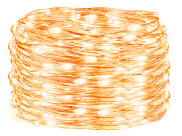 LED řetěz Nano - 30m, 300LED, 8 funkcí, ovladač, IP44, teplá bílá