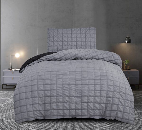 Jahu Modern House krepové povlečení - černošedá Rozměr: 1x 70 x 90 a 1x 140 x 200 cm