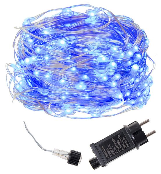 LED řetěz Nano - 48m, 480LED, 8 funkcí, IP44, modrá