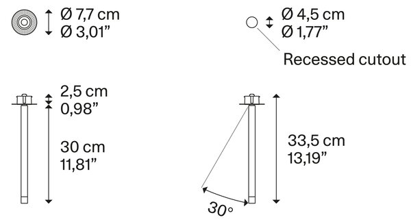 Lodes Designové zápustné LED svítidlo A-Tube Nano Swing, 3W, v. 30 cm, CRI90 Barva: Terra, Teplota světla: 2700K - teplá bílá