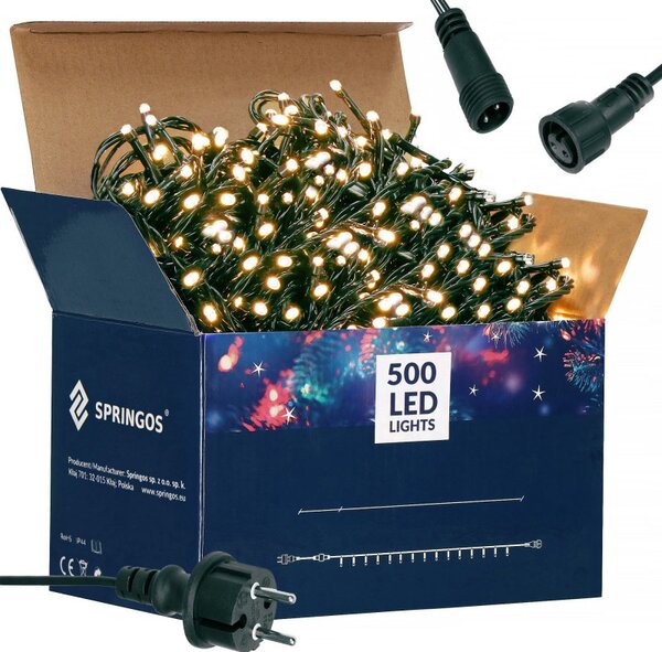 LED světelný řetěz - 41,5m, 500LED, IP44, teplá bílá