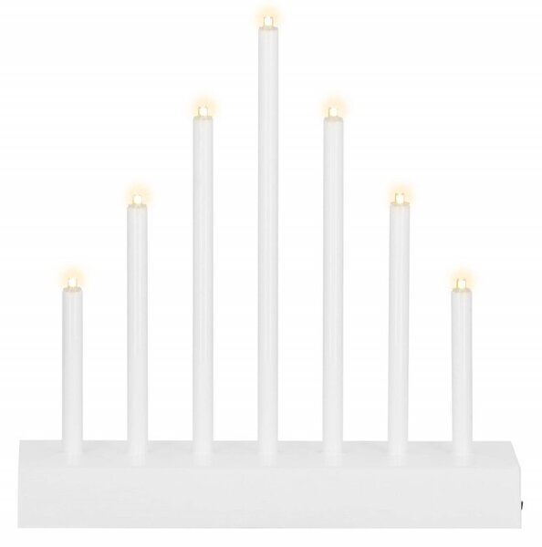 LED vánoční svícen - 7 svíček, 20cm, 3xAA, bílý