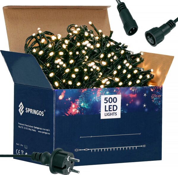 LED světelný řetěz - 41,5m, 500LED, IP44, teplá bílá