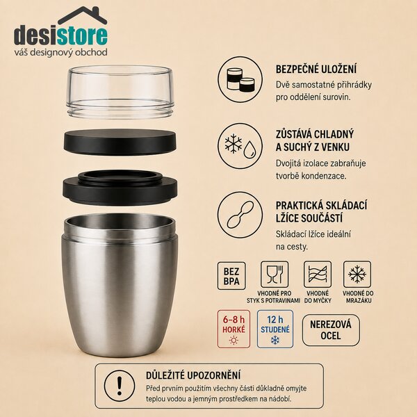 Termobox z nerezové oceli Ellipse, 500ml, Mepal, tmavě modrý