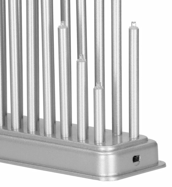 LED vánoční svícen - 33 svíček, 32cm, 3xAA, stříbrný
