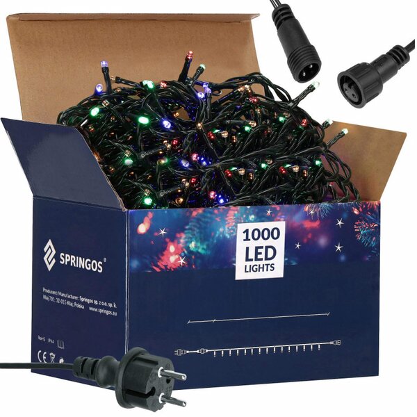 LED světelný řetěz - 81,5m, 1000LED, IP44, multicolor