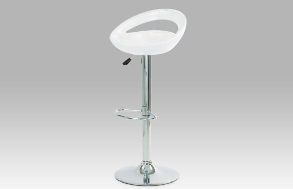 (AUB-403 WT) Barová židle, chrom / plast bílý