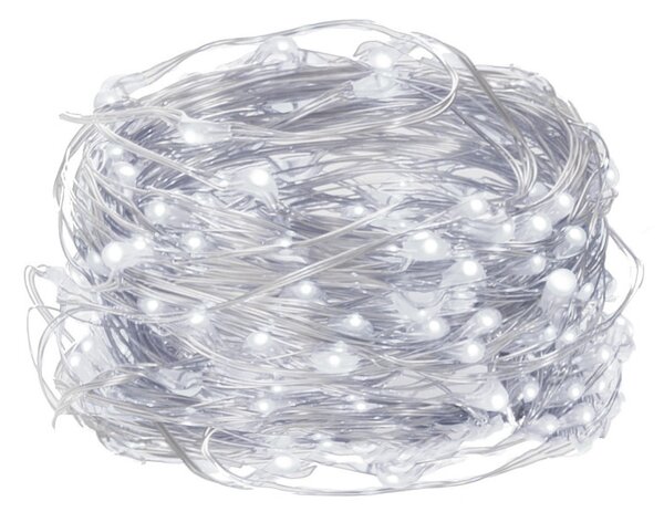 LED řetěz Nano - 30m, 300LED, 8 funkcí, ovladač, IP44, studená bílá