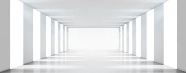 Panoramatická fototapeta - 3D bílá chodba + zdarma lepidlo