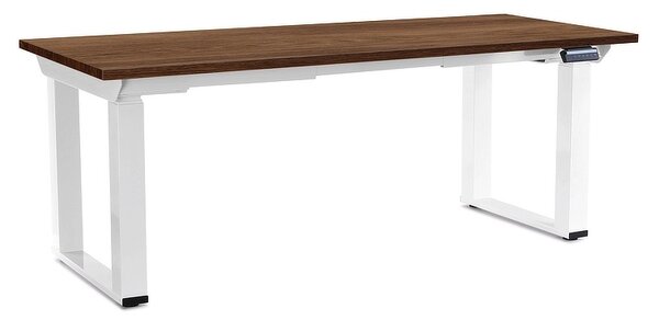 Výškově nastavitelný stůl OfficeTech Strong 180 x 80 cm, bílá podnož, dub silverjack