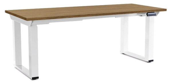 Výškově nastavitelný stůl OfficeTech Strong 180 x 80 cm, bílá podnož, dub kamenný
