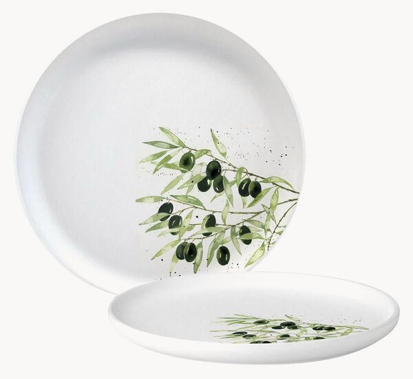 Snídaňový talíř z kostního porcelánu New Bone China Olives