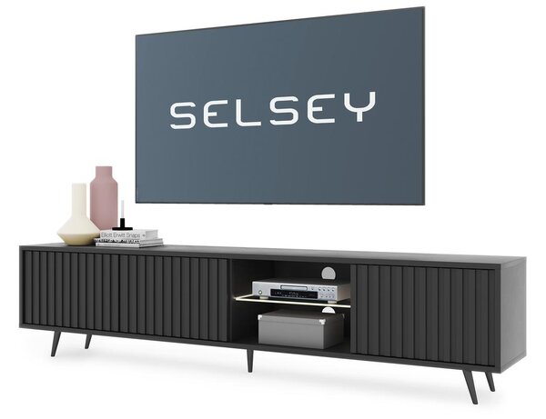 TV skříňka/stolek Biel 175 (s osvětlením) (černá)