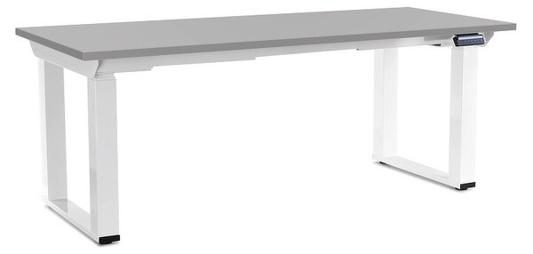 Výškově nastavitelný stůl OfficeTech Strong 180 x 80 cm, bílá podnož, světle šedá