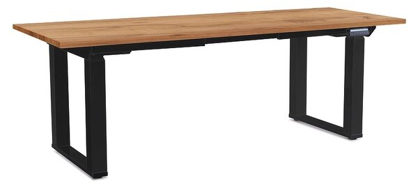 Výškově nastavitelný stůl OfficeTech Strong 200 x 80 cm, černá podnož, dub kraft