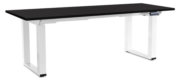 Výškově nastavitelný stůl OfficeTech Strong 200 x 80 cm, bílá podnož, černá